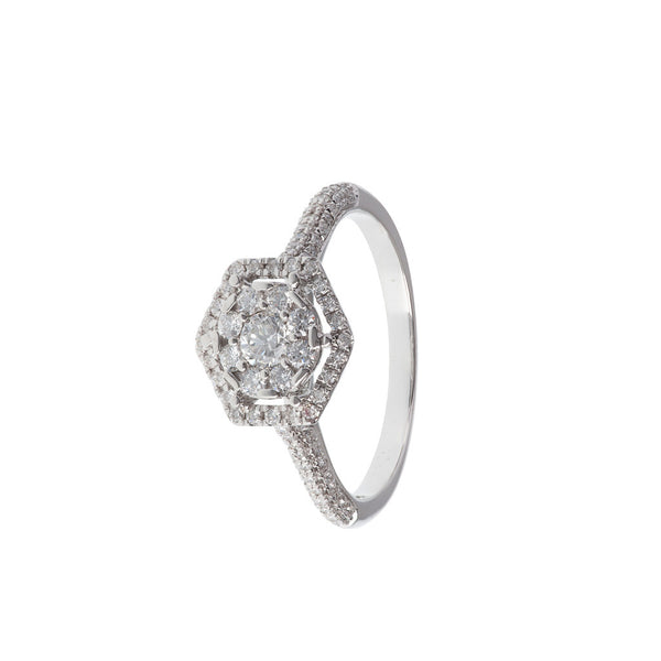 Nested Hexagon Diamond Ring