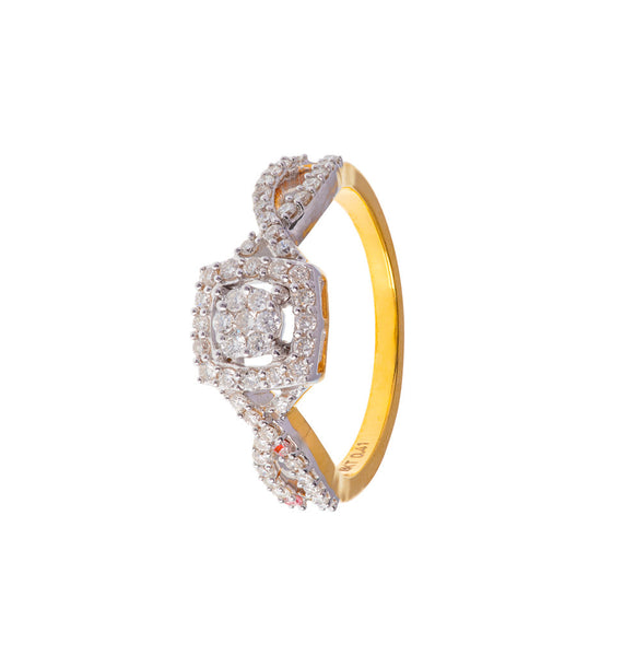 Nested Round-in-Square Diamond Ring