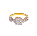 Nested Round-in-Square Diamond Ring