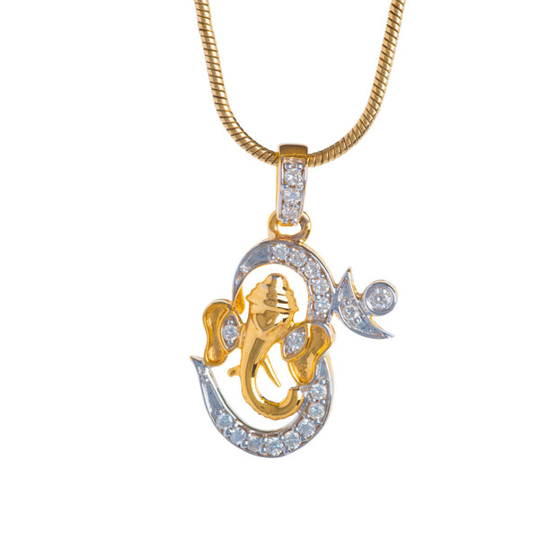 Studded Aum Ganesh Diamond Pendant