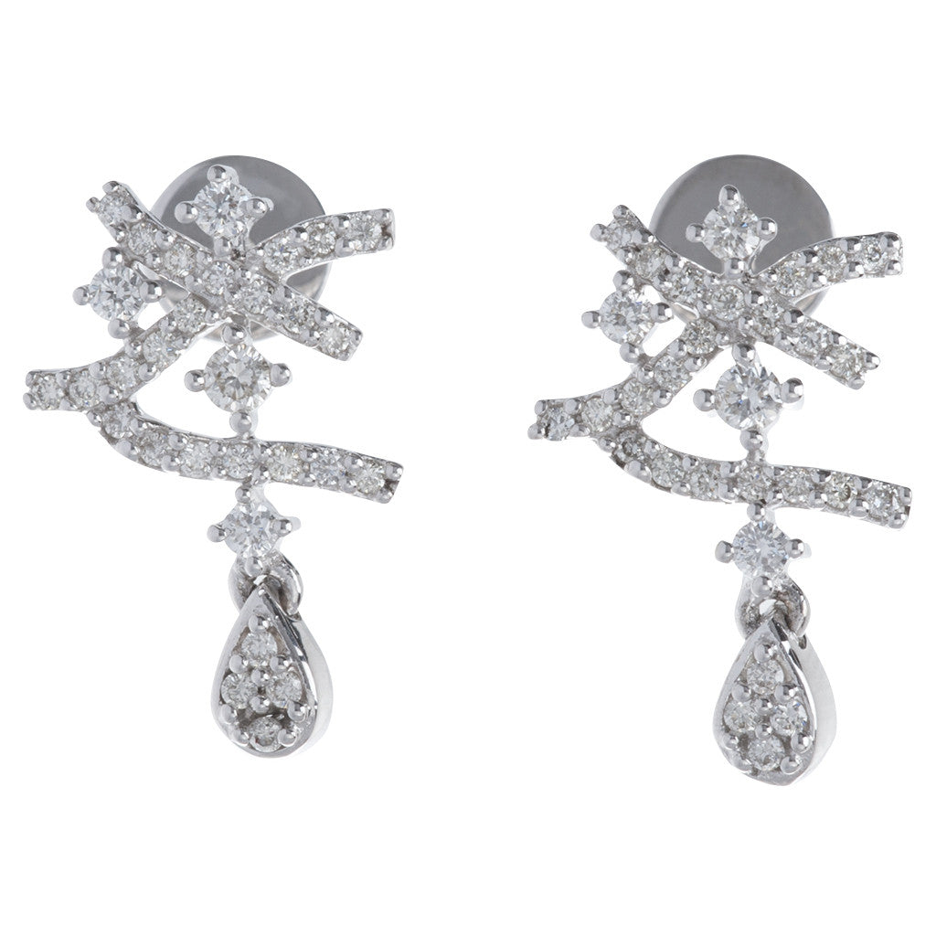 Snowflakes Dangling Diamond Earrings