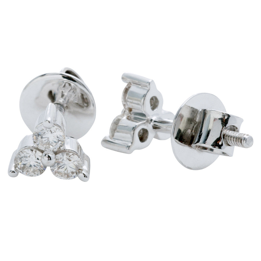Three Diamond Stud Earrings