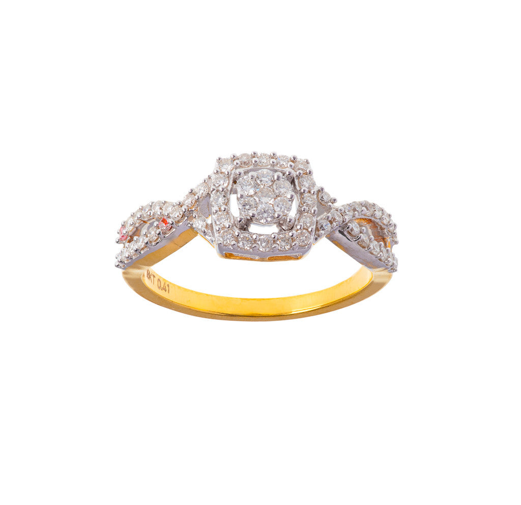 Nested Round-in-Square Diamond Ring